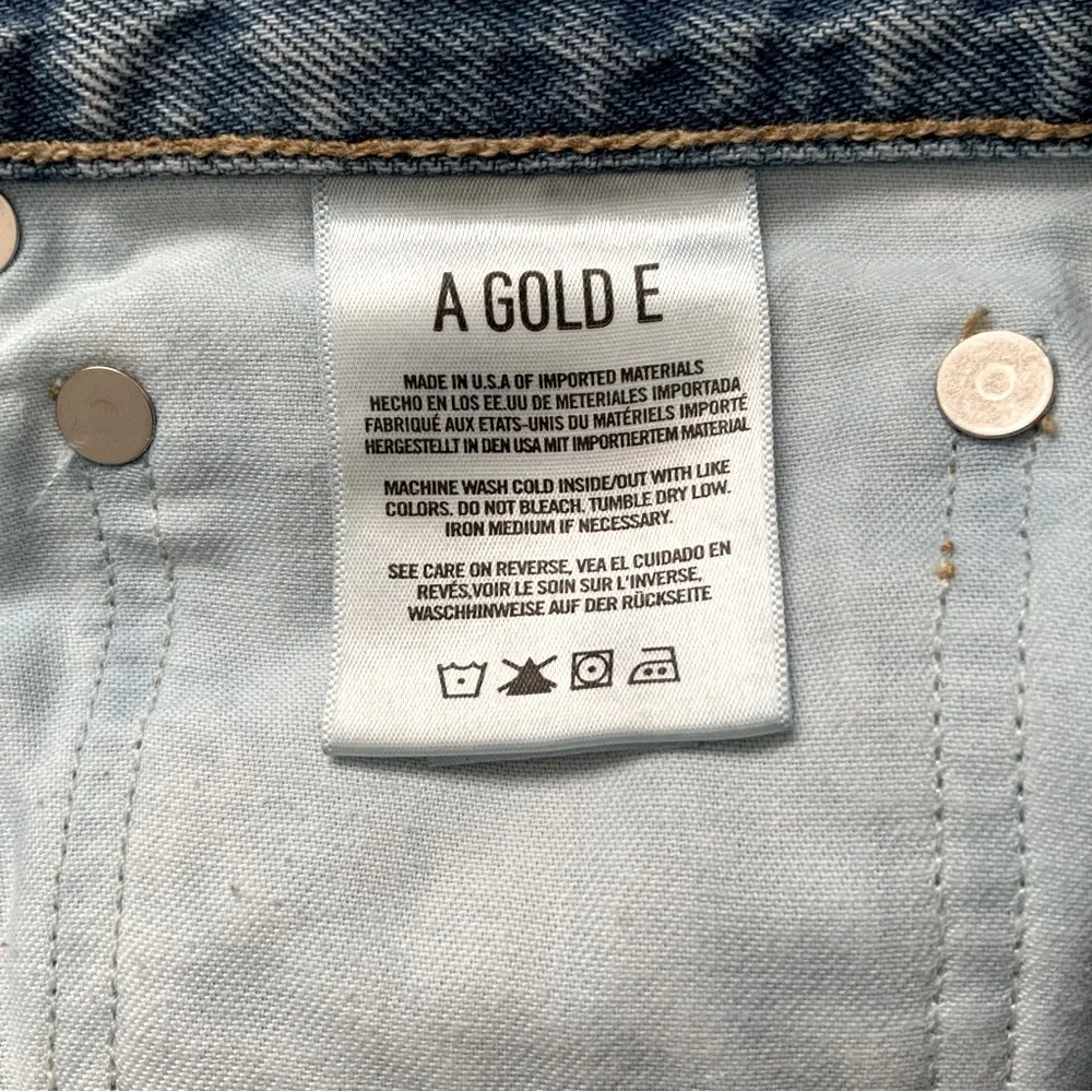 AGOLDE 90’s Denim Cut Off Shorts Distressed High Rise Grunge Blue Size 26 - Picture 5 of 8